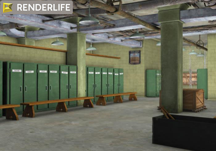 Vintage Locker room interior 3D model_6
