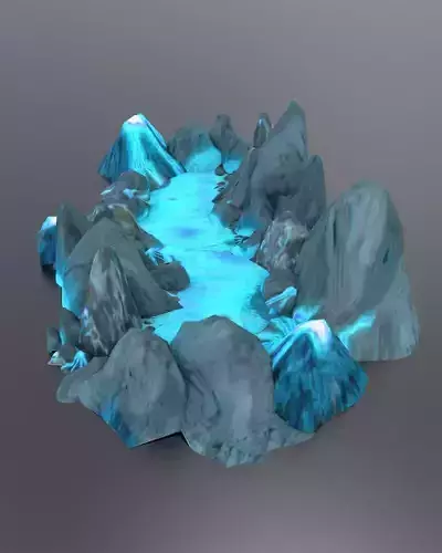 LAVA 3D MODEL lake in middle of mountain