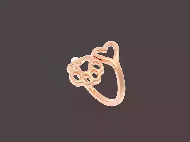 Heart and paw ring
