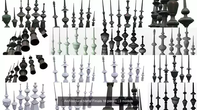 Architectural Metal Finials 18 pieces