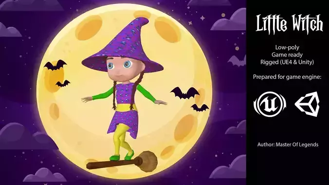 Little witch II Low-poly 3D model