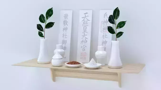 KAMIDANA and SHINGU Shrine shelf and Shinto 3d model