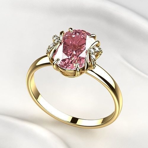 10mm Oval Sapphire Gold Ring 3D print model