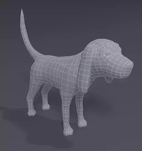 Cartoon Dog Hound Base Mesh 3D Model