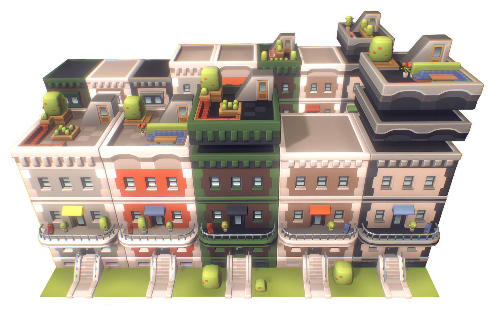 City Set - Proto Series Low-poly 3D model_9