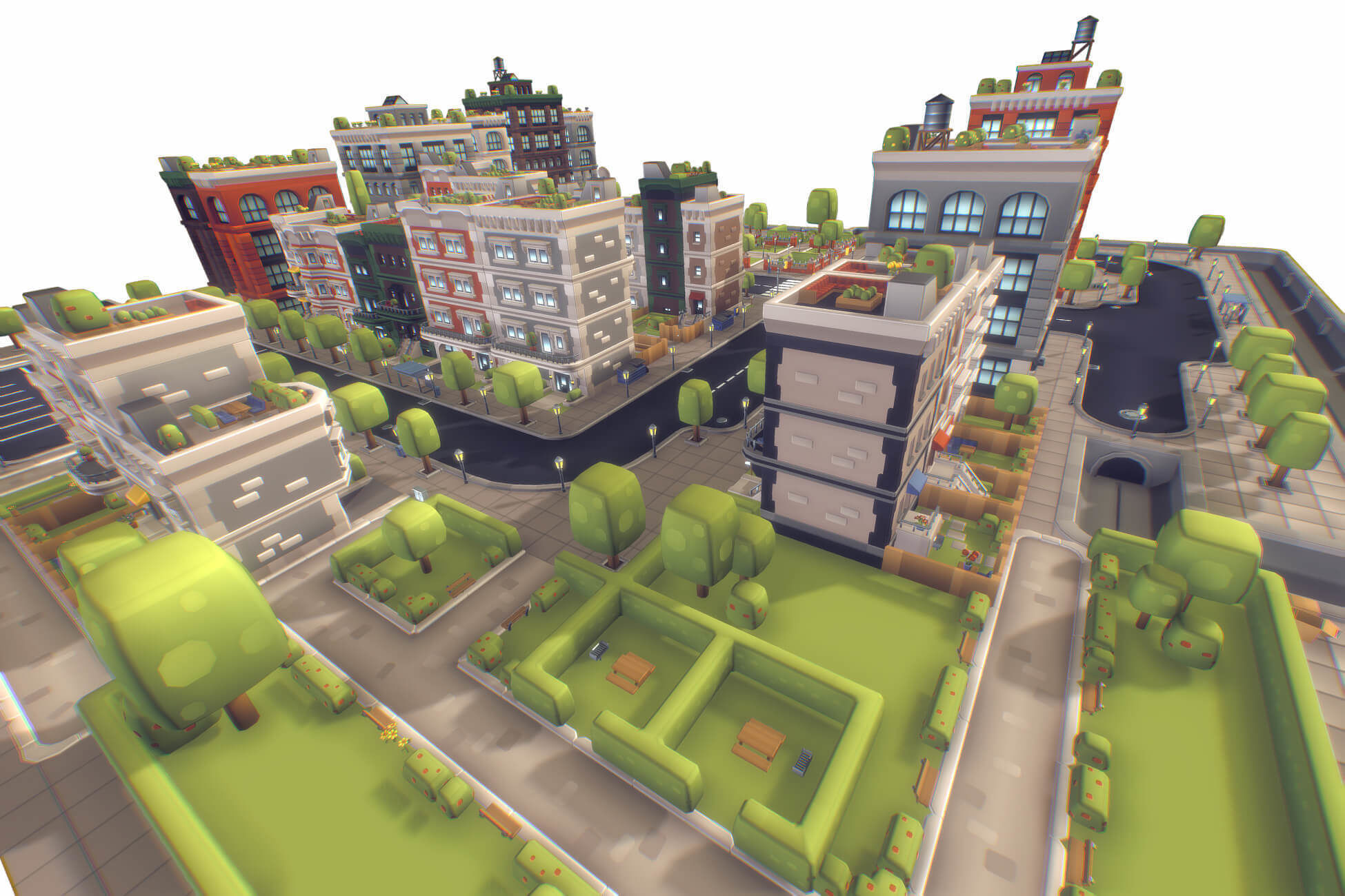 City Set - Proto Series Low-poly 3D model_3