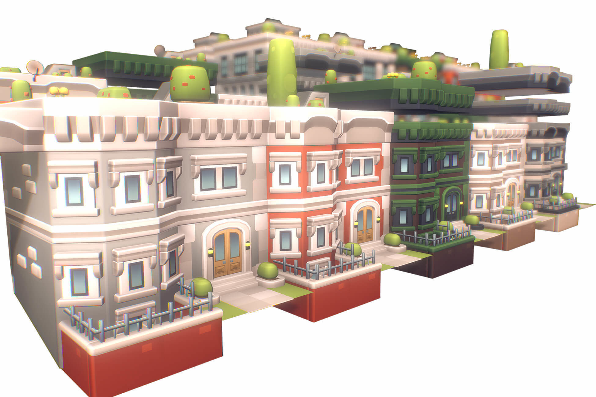 City Set - Proto Series Low-poly 3D model_7