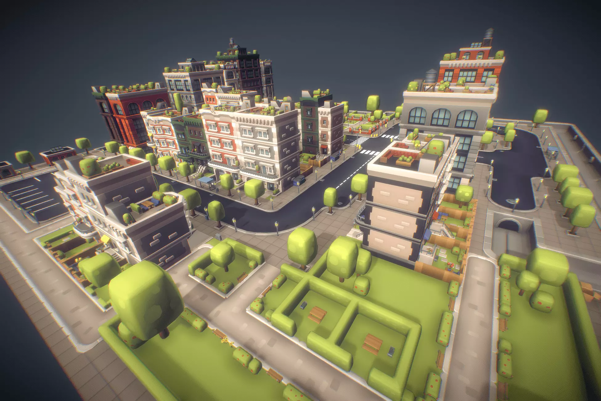 City Set - Proto Series Low-poly 3D model_0