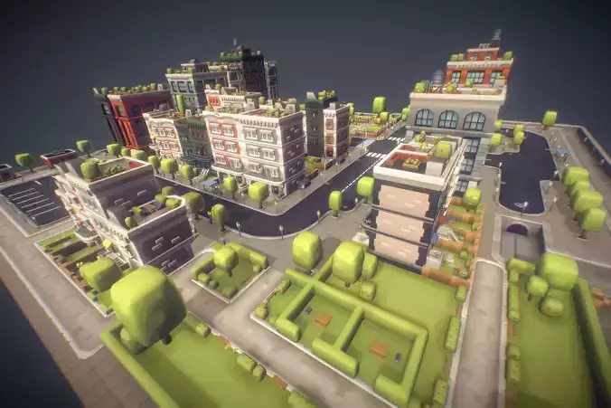 City Set - Proto Series Low-poly 3D model