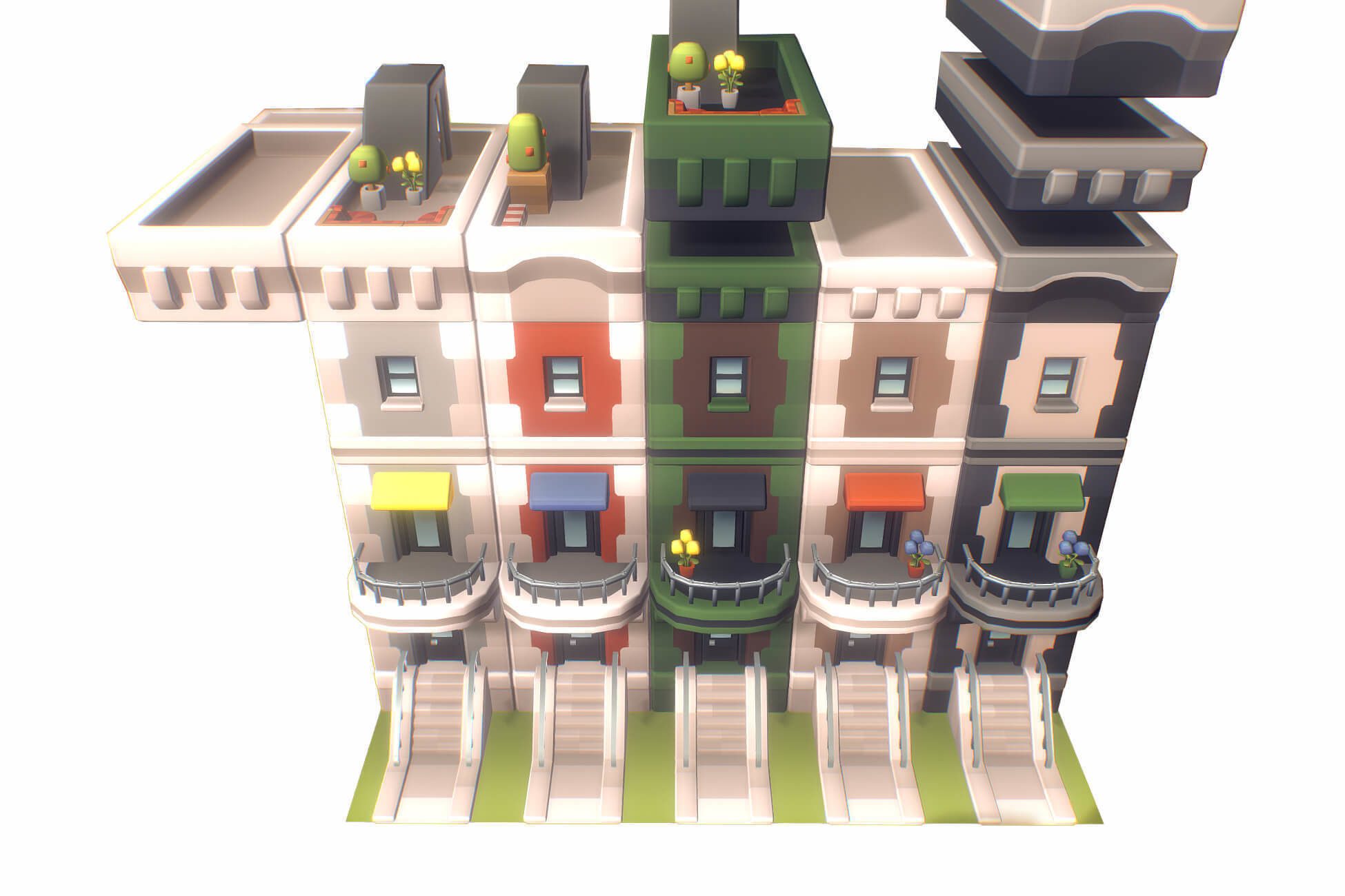 City Set - Proto Series Low-poly 3D model_8