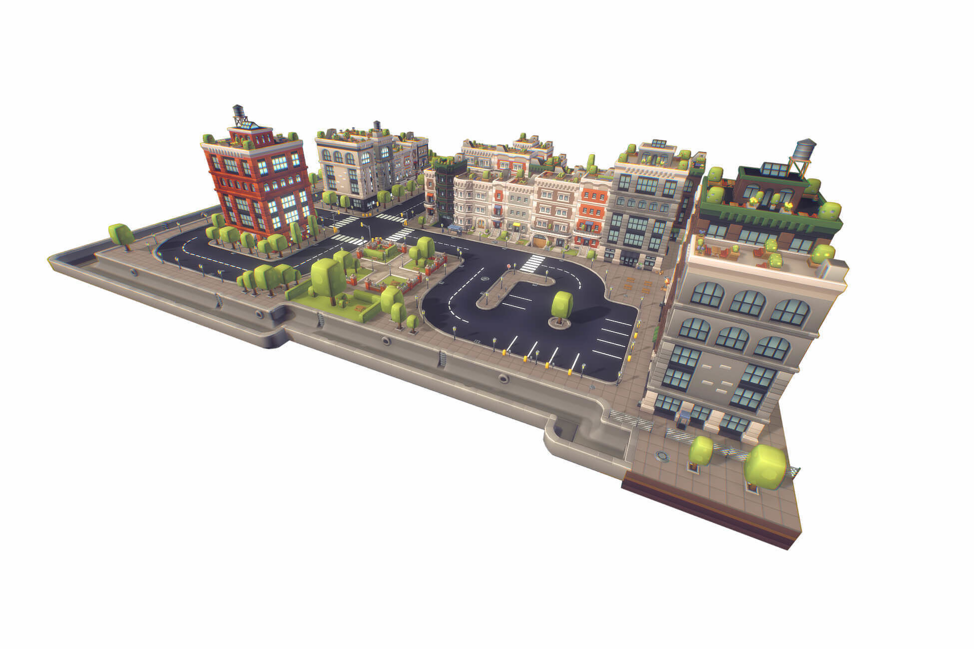 City Set - Proto Series Low-poly 3D model_1