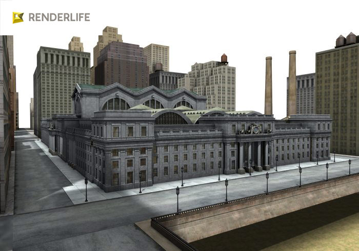 Old Penn station exterior 3D model_8