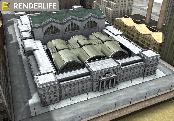Old Penn station exterior 3D model_7
