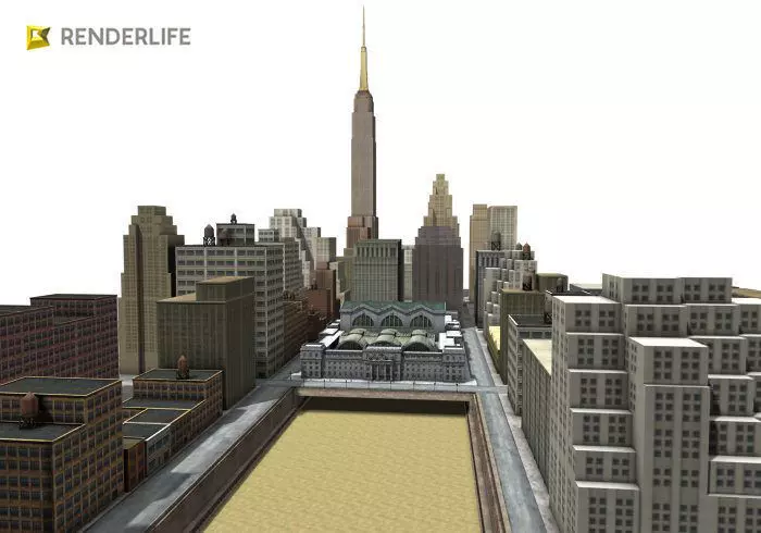 Old Penn station exterior 3D model_0