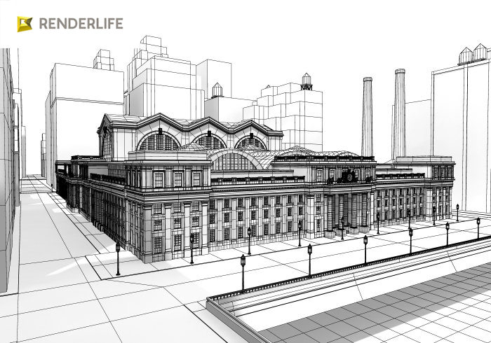 Old Penn station exterior 3D model_6