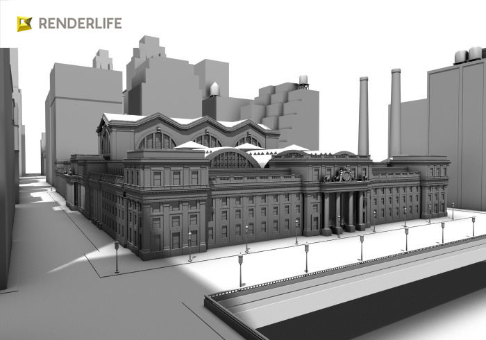 Old Penn station exterior 3D model_4