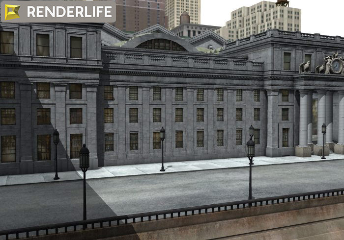 Old Penn station exterior 3D model_1