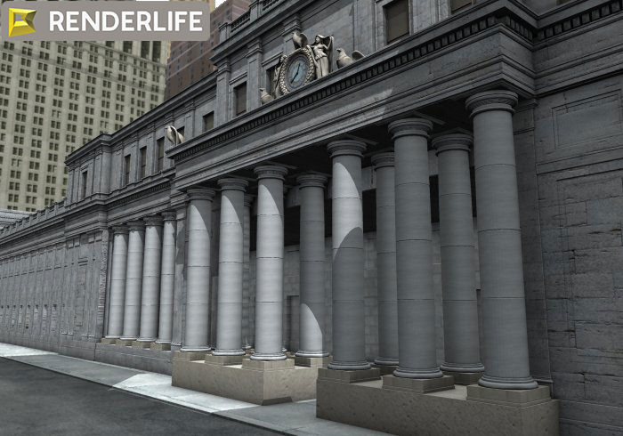 Old Penn station exterior 3D model_5