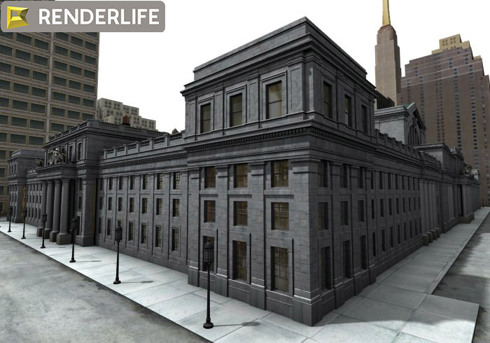 Old Penn station exterior 3D model_2