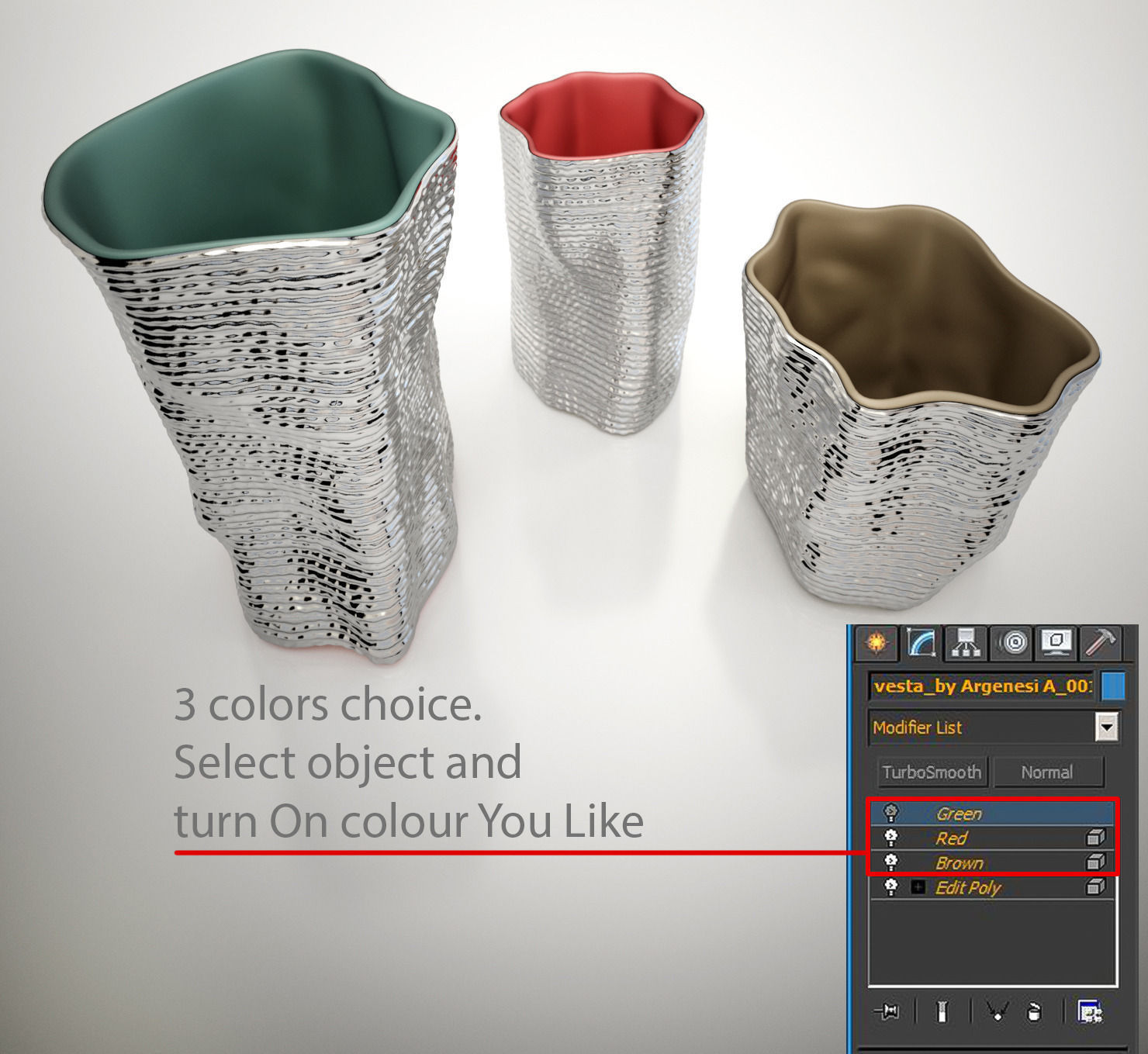 Silver vases by Argenesi Vesta series 3D model_4