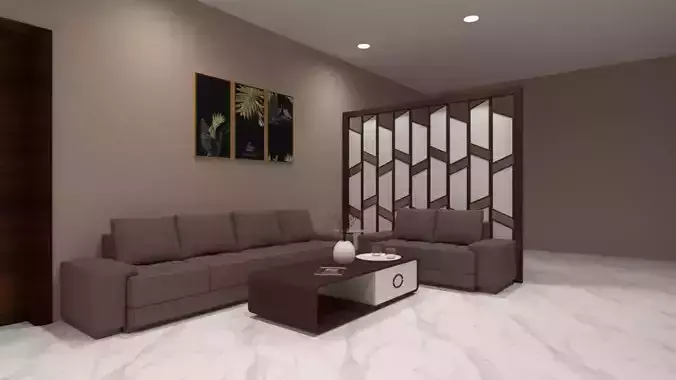 Partition room with glass door 3D print model