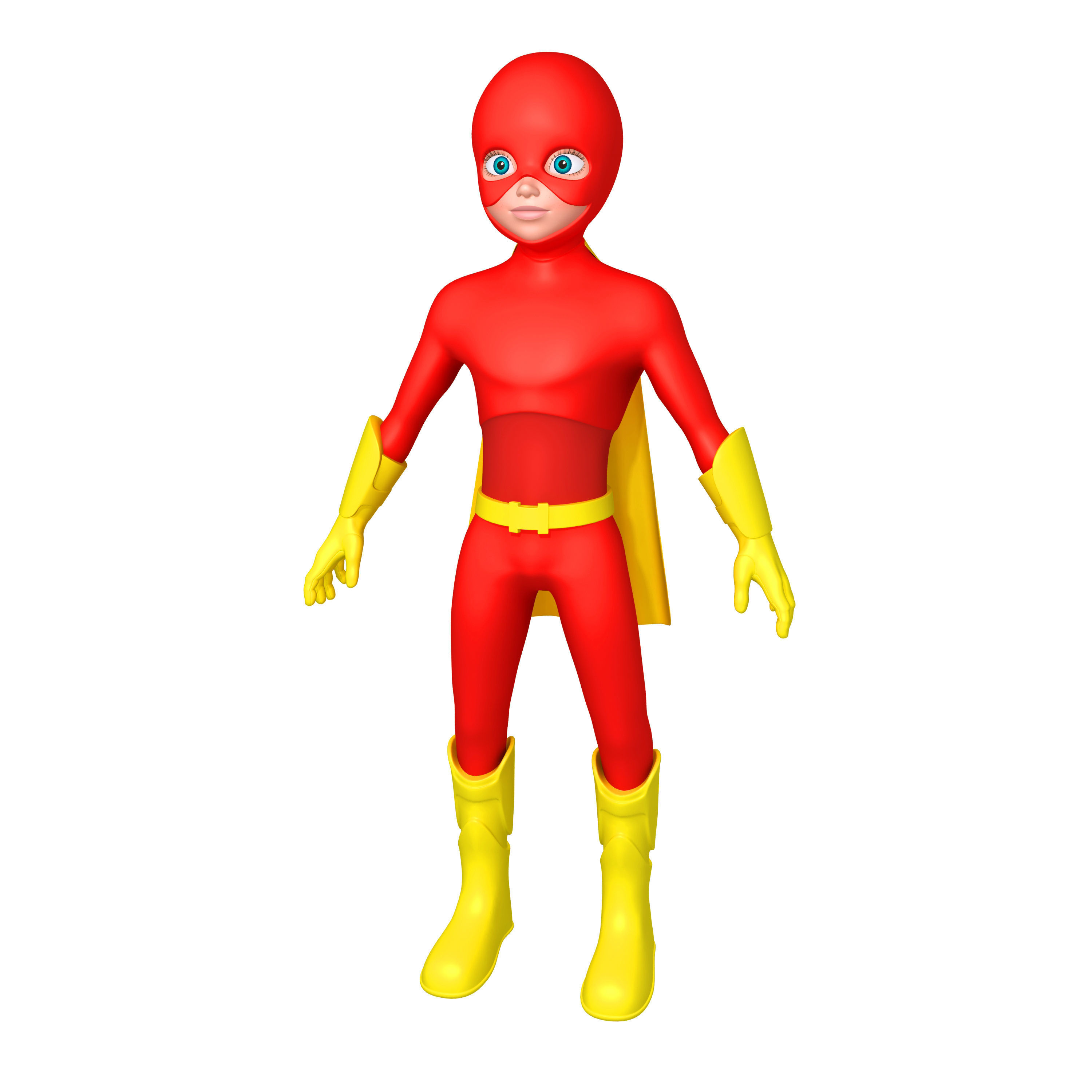 Superhero Cartoon 3D model_1