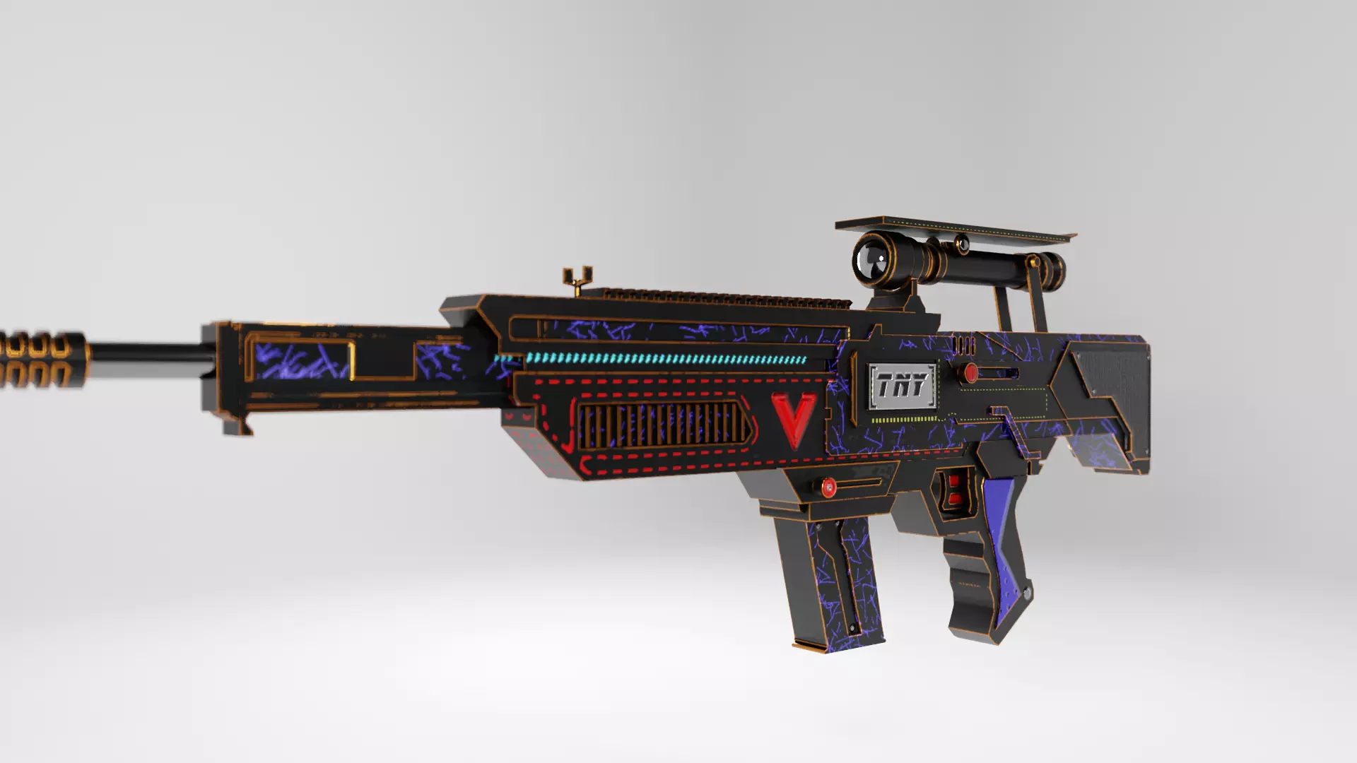 Transformable rifle Low-poly 3D model