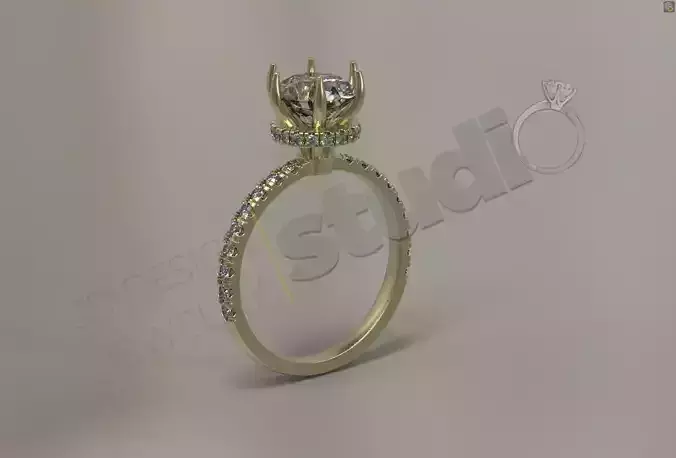 Luxury solitaire ring with unique art design 3d model