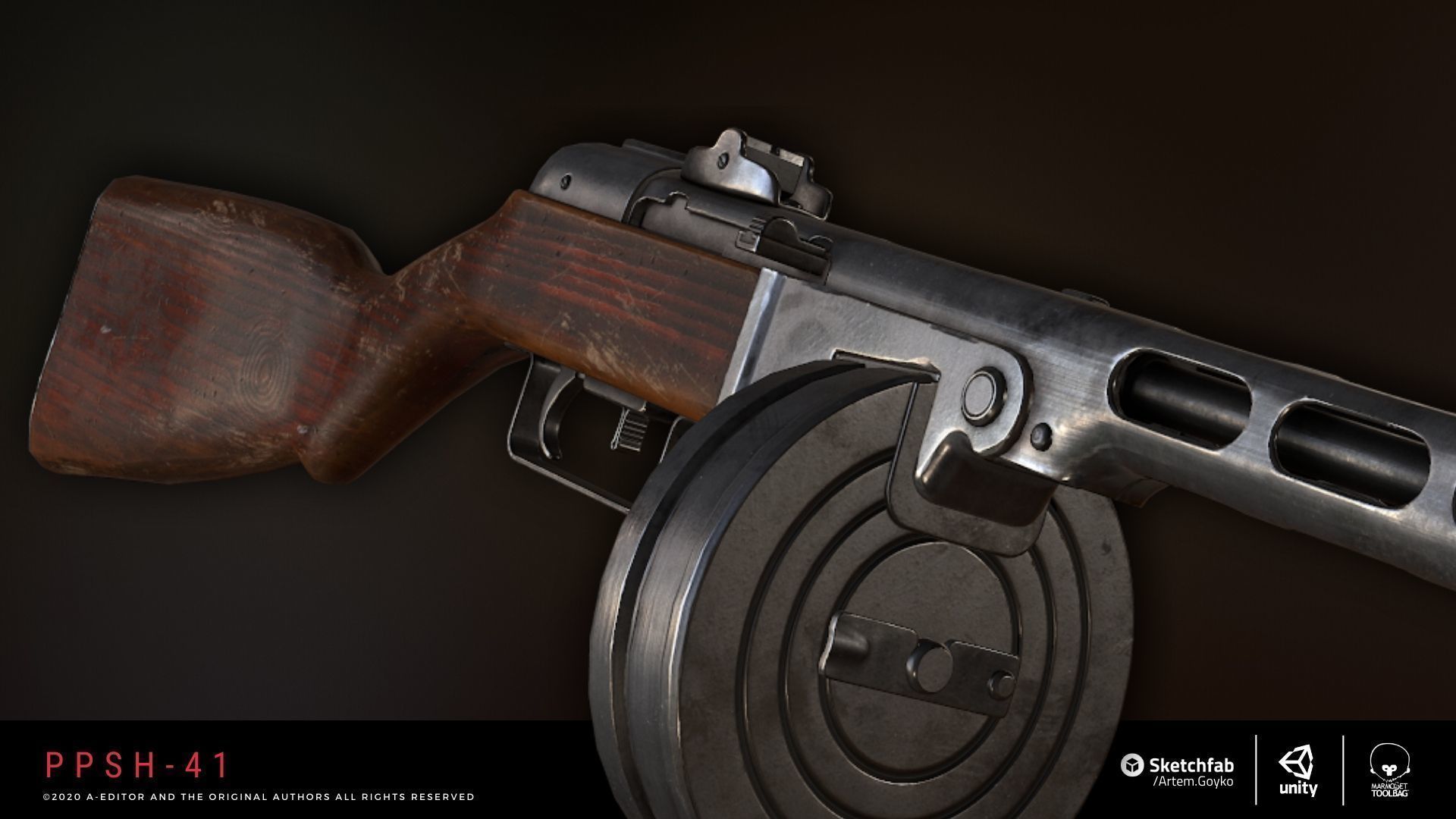 ppsh-41 submachine gun psh Low-poly 3D model_6