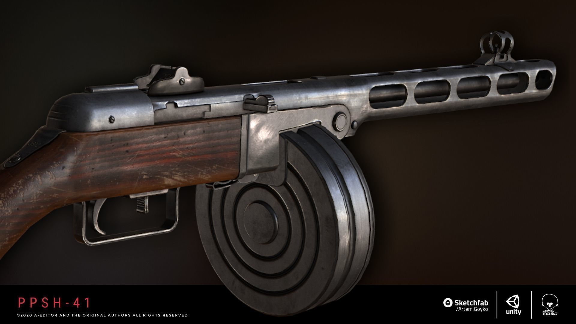 ppsh-41 submachine gun psh Low-poly 3D model_3