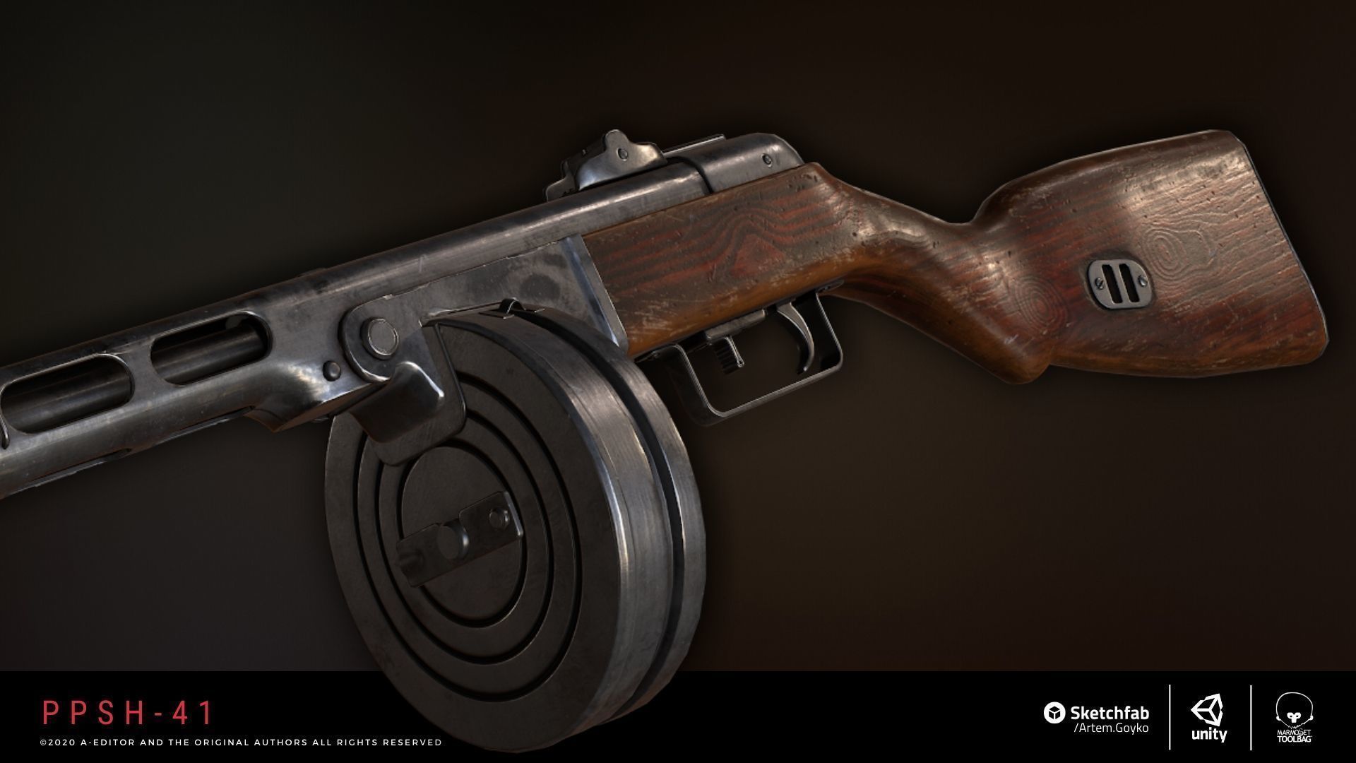 ppsh-41 submachine gun psh Low-poly 3D model_2