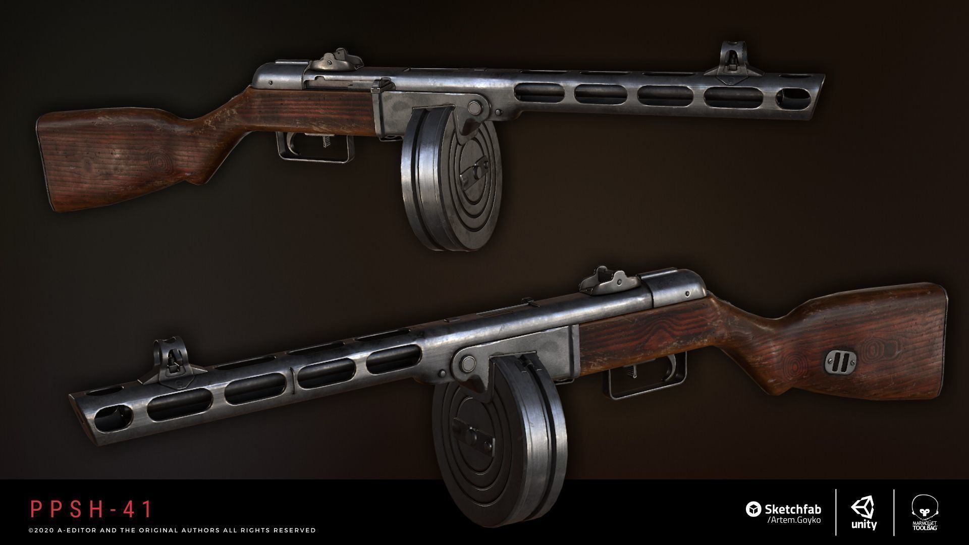 ppsh-41 submachine gun psh Low-poly 3D model_4