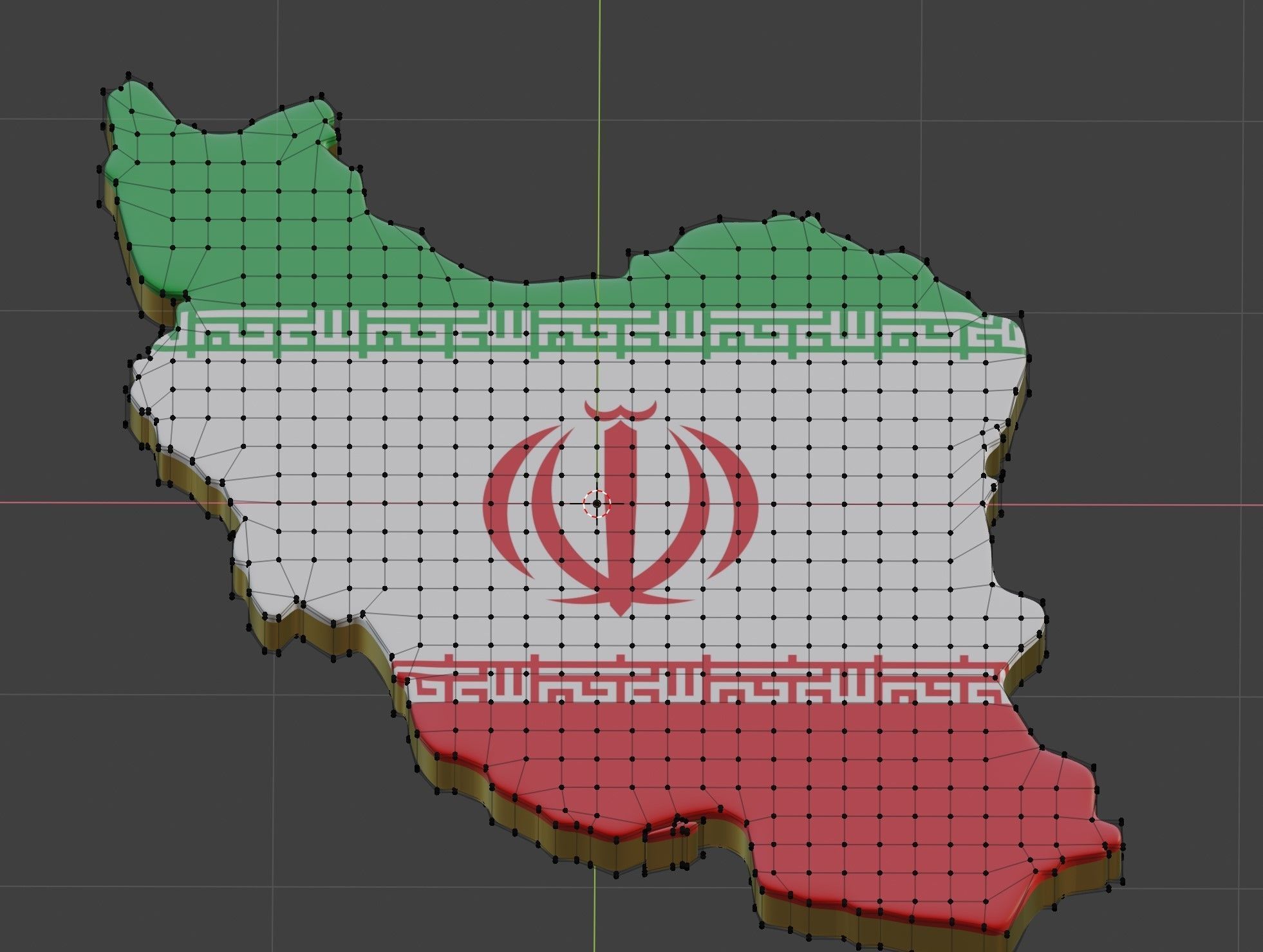 Map of Iran land border with flag 3D model_4