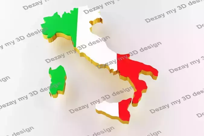 Map of Italy land border with flag