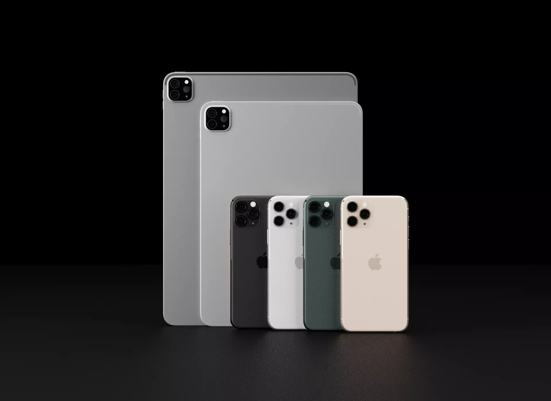 Apple iPhone 11 Pro and iPad Pro 2020 In All Official Colors 3D Model Collection_0