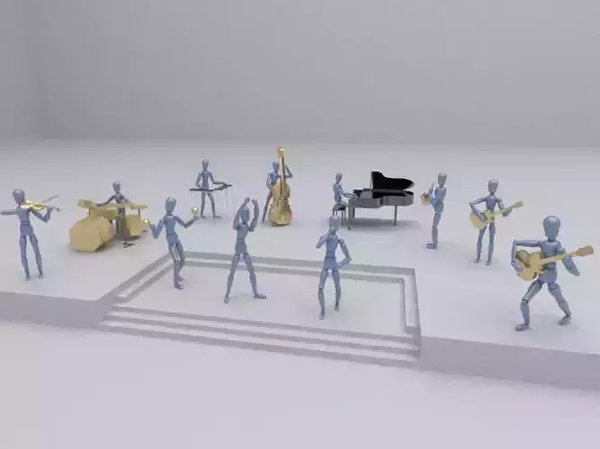 Toys music group Low-poly 3D model