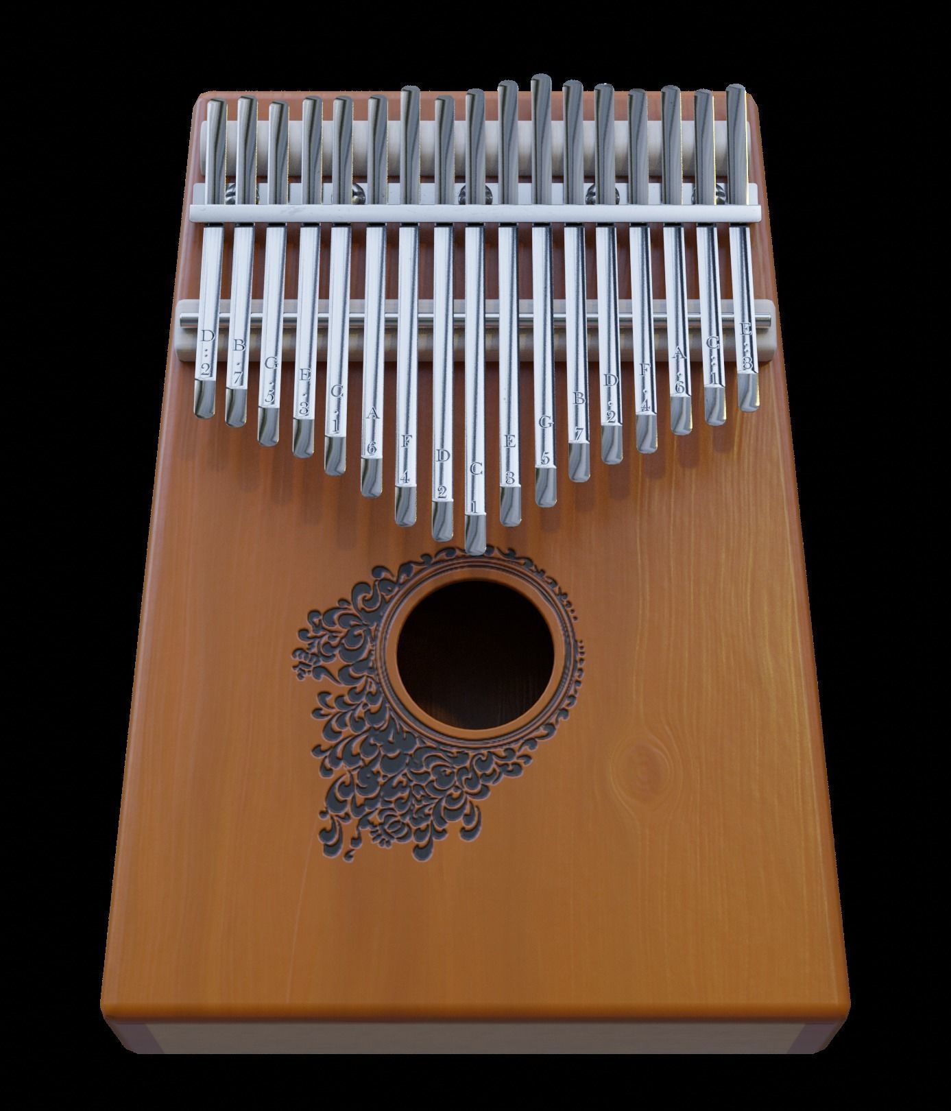Low poly Kalimba two wooden kalimbas Low-poly 3D model_1