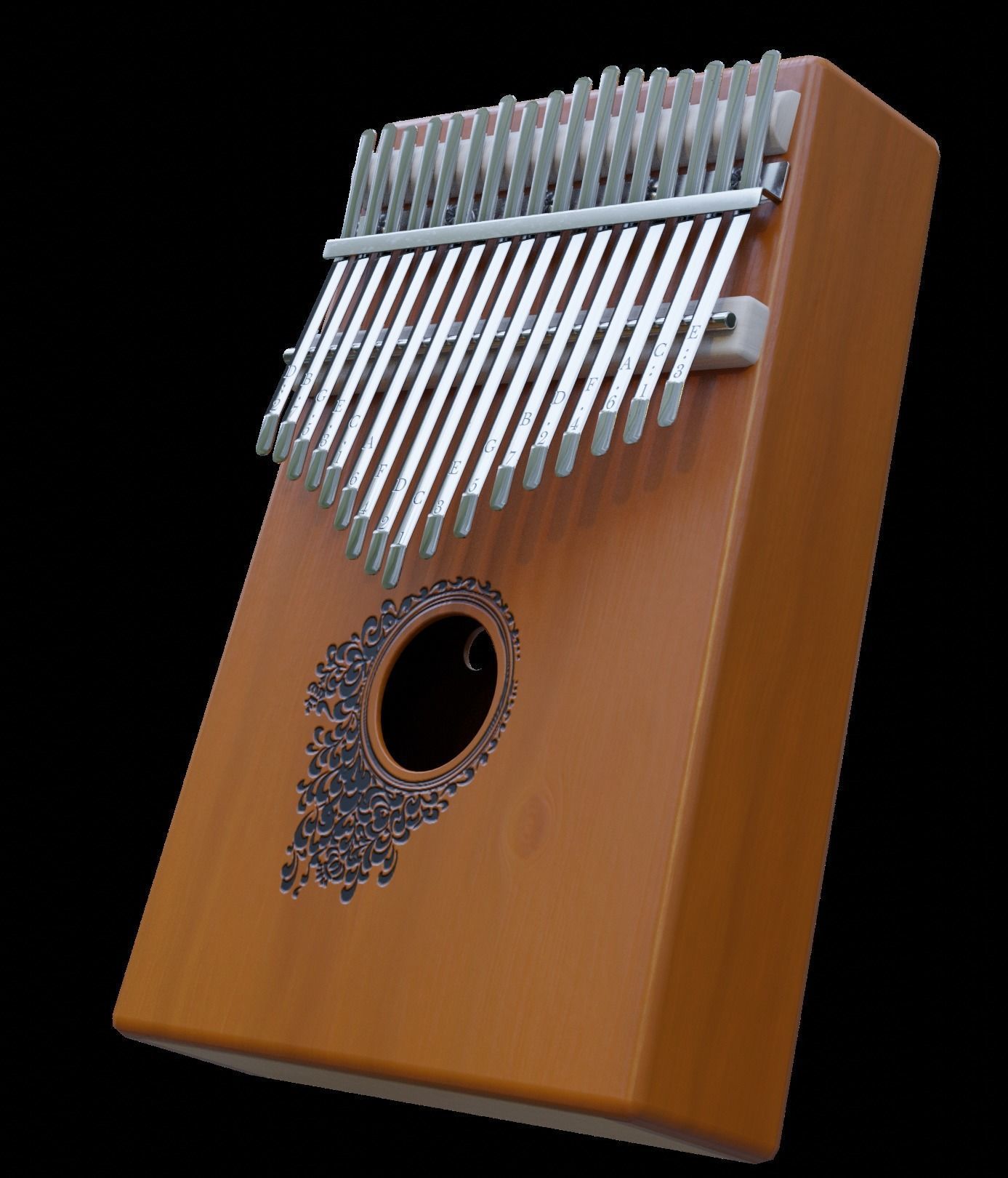 Low poly Kalimba two wooden kalimbas Low-poly 3D model_2
