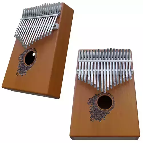 Low poly Kalimba two wooden kalimbas