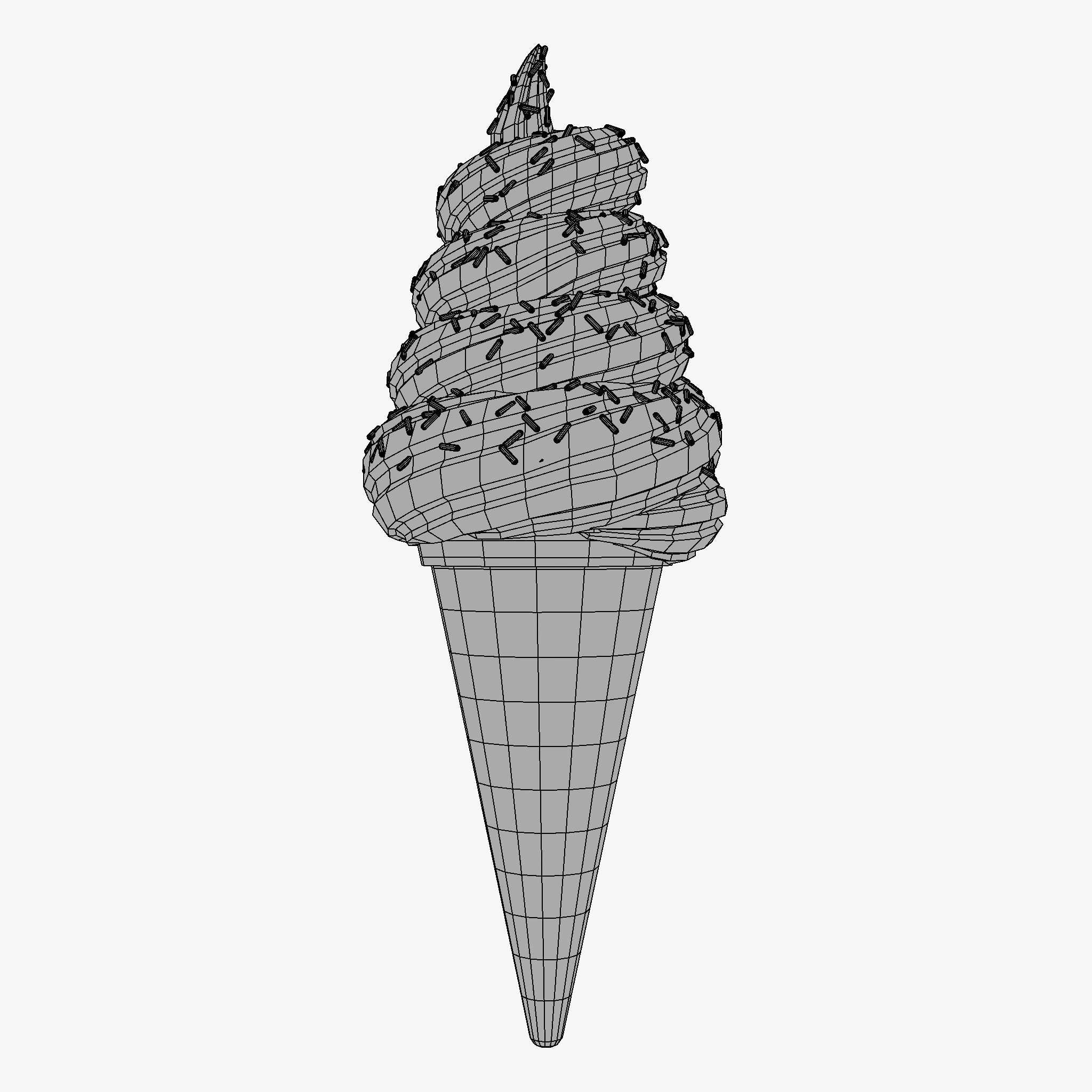 Choco Ice cream Cone Low-poly 3D model_10