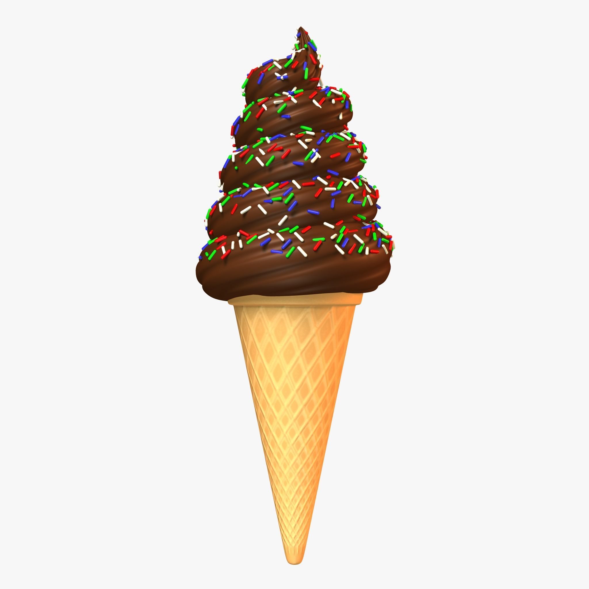 Choco Ice cream Cone Low-poly 3D model_2