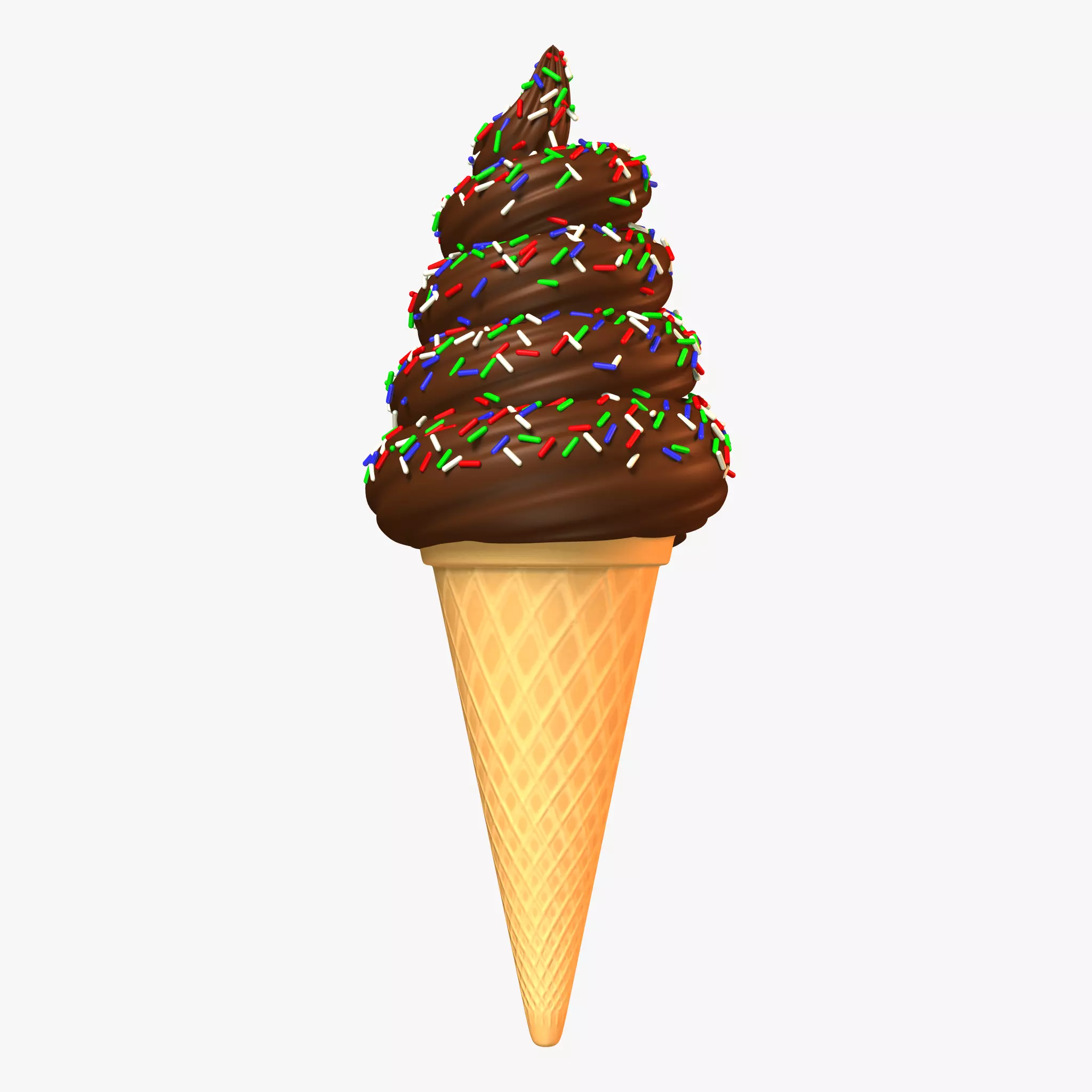 Choco Ice cream Cone Low-poly 3D model_0