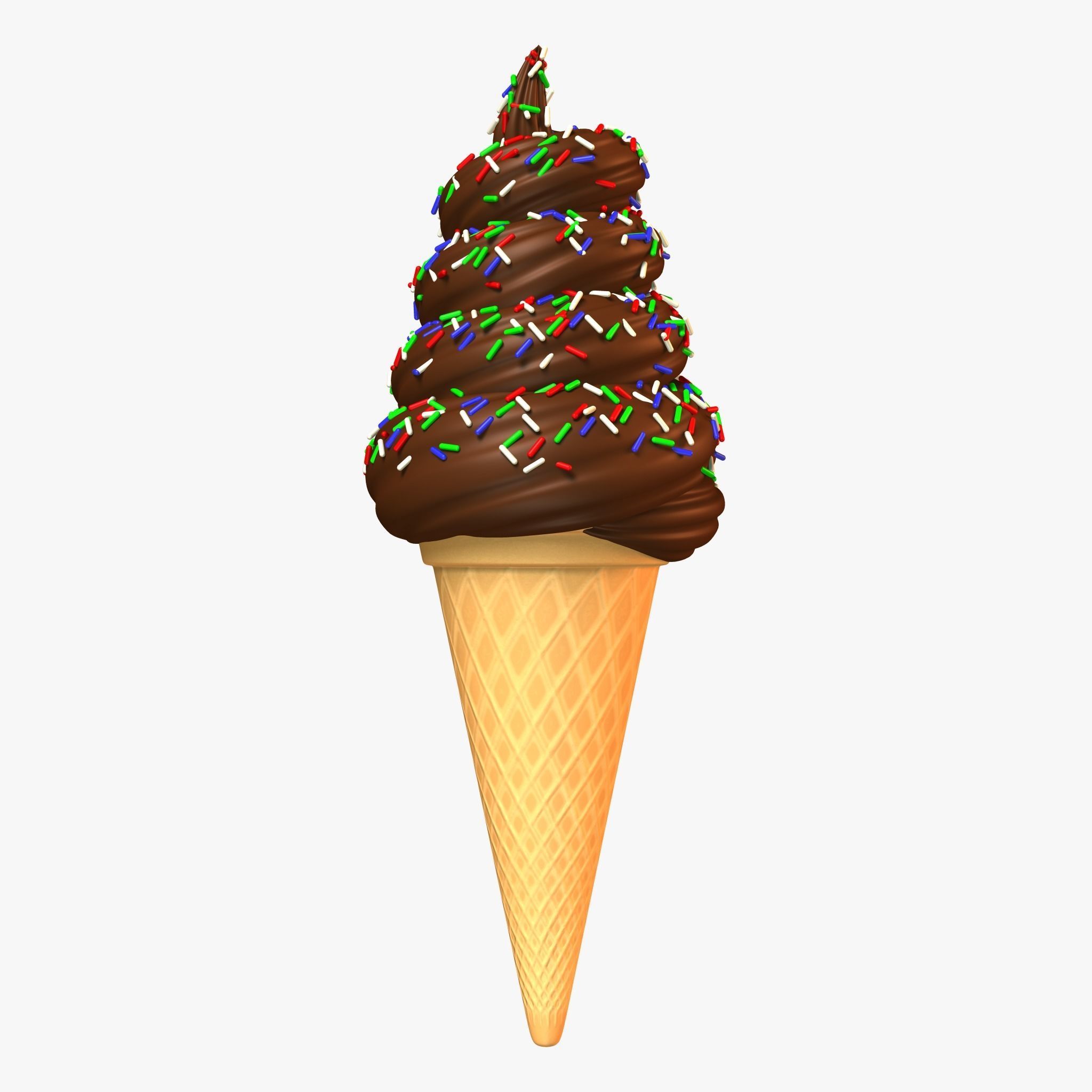 Choco Ice cream Cone Low-poly 3D model_5