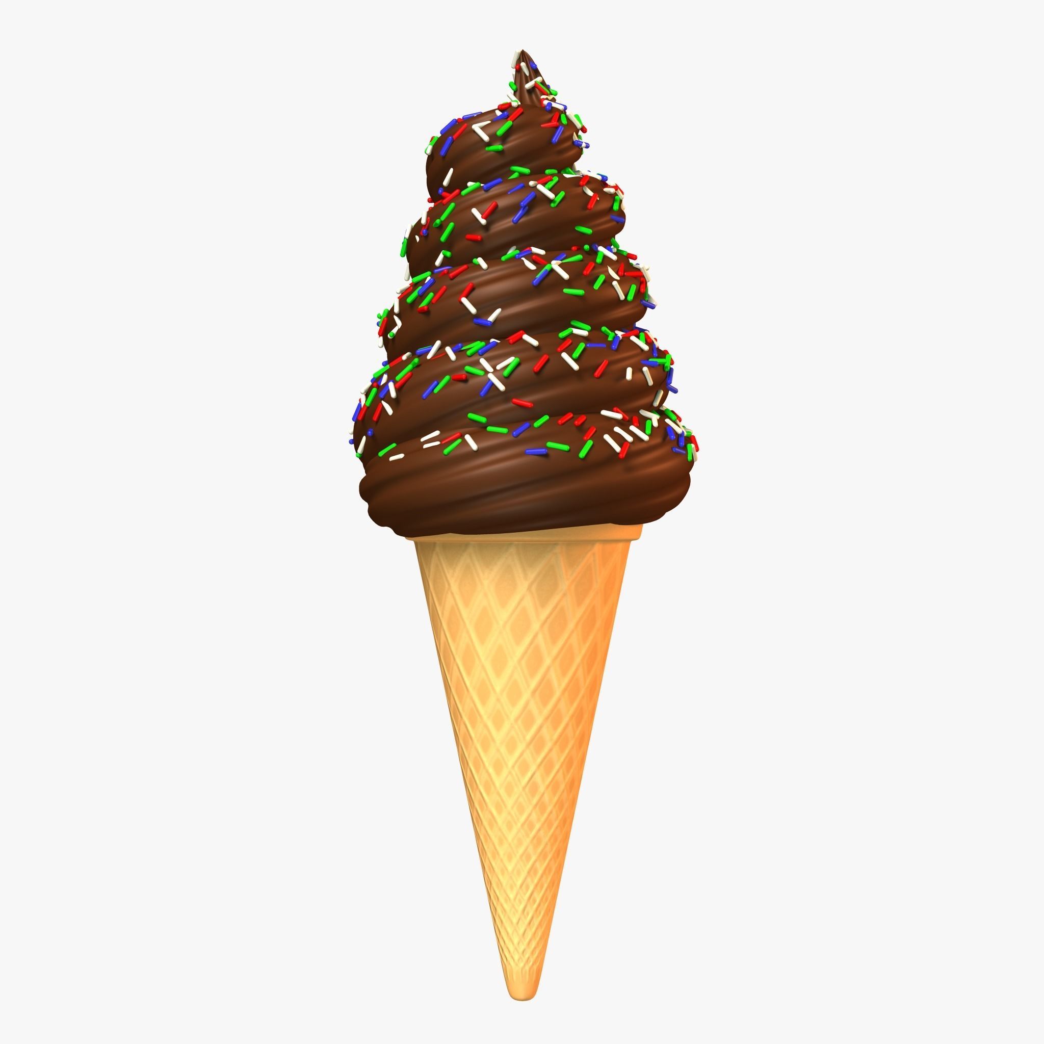 Choco Ice cream Cone Low-poly 3D model_3