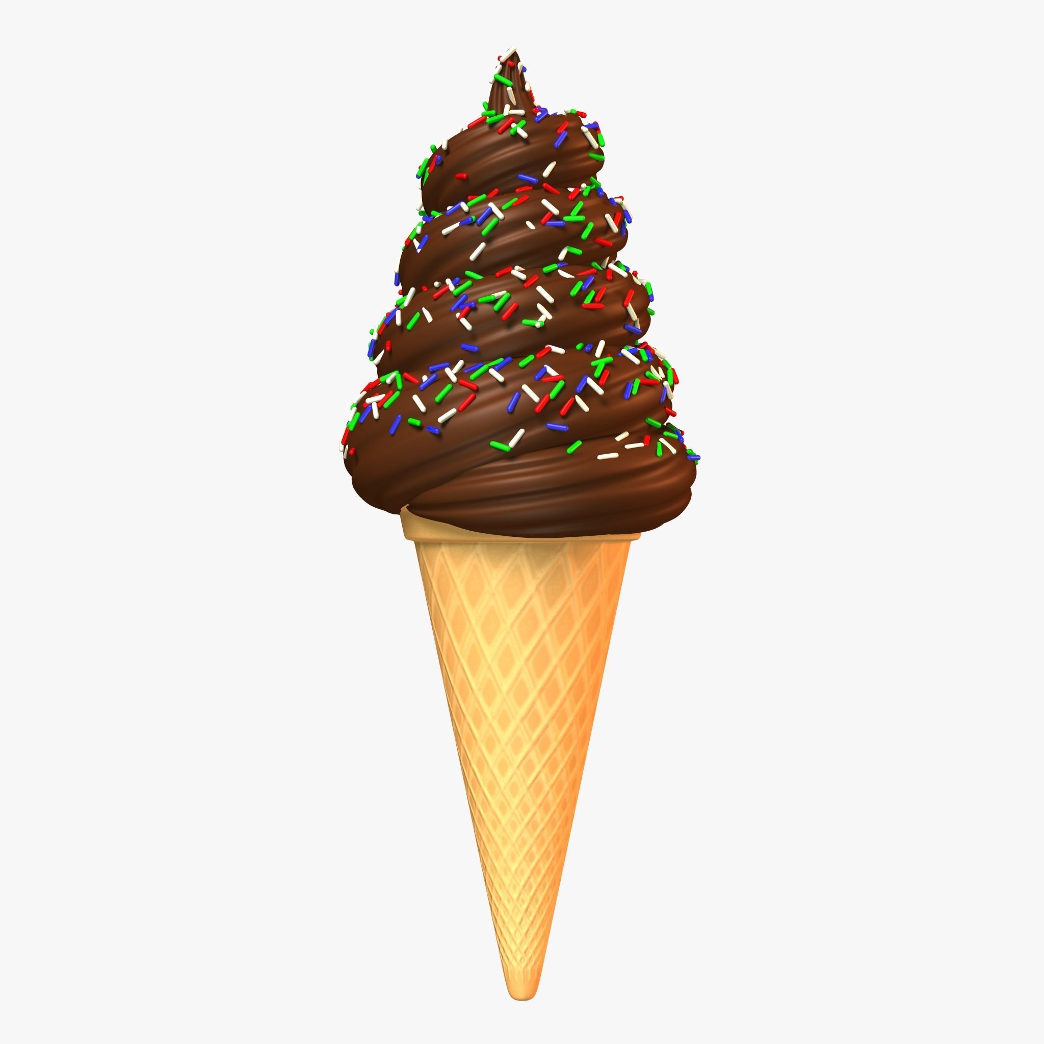 Choco Ice cream Cone Low-poly 3D model_4