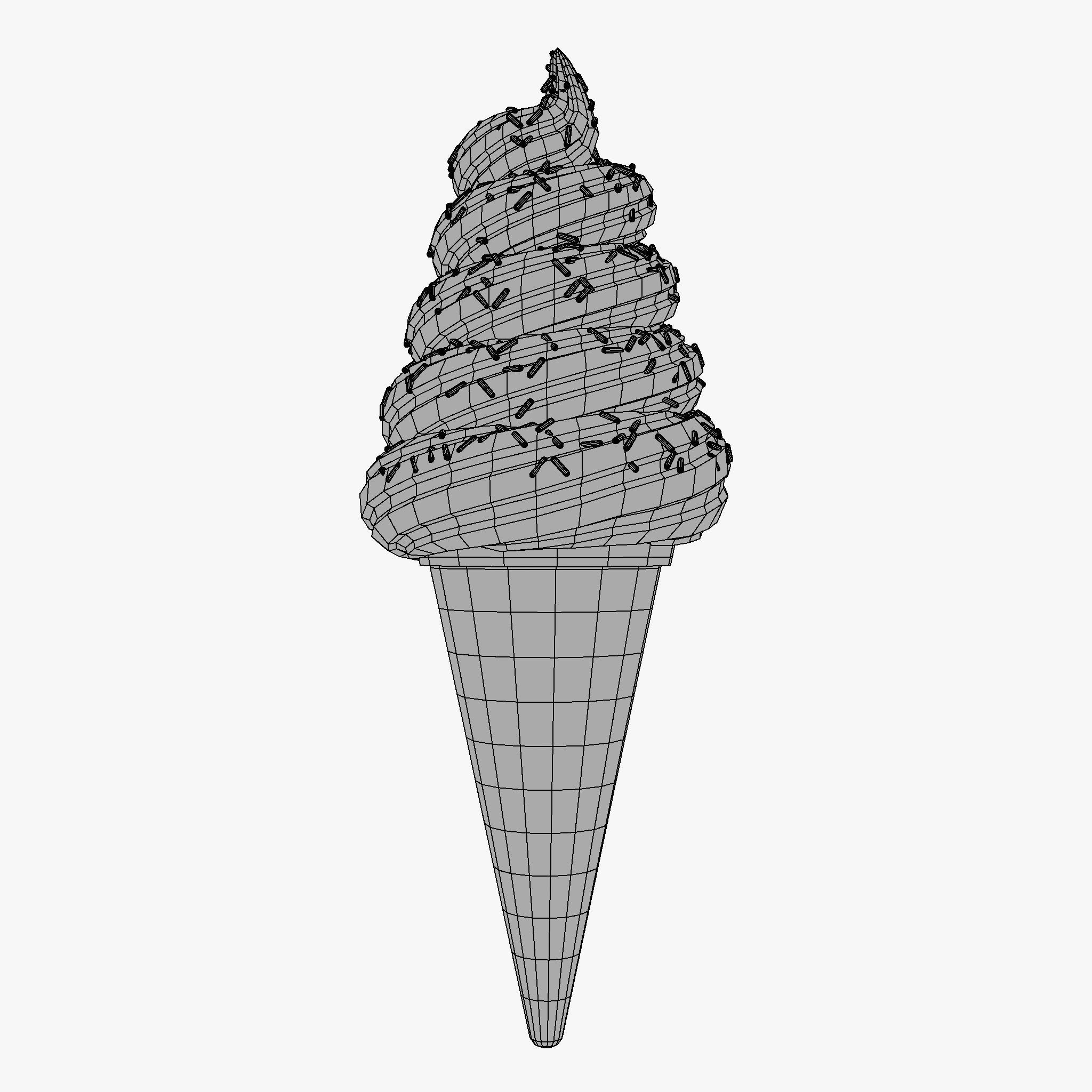 Choco Ice cream Cone Low-poly 3D model_7
