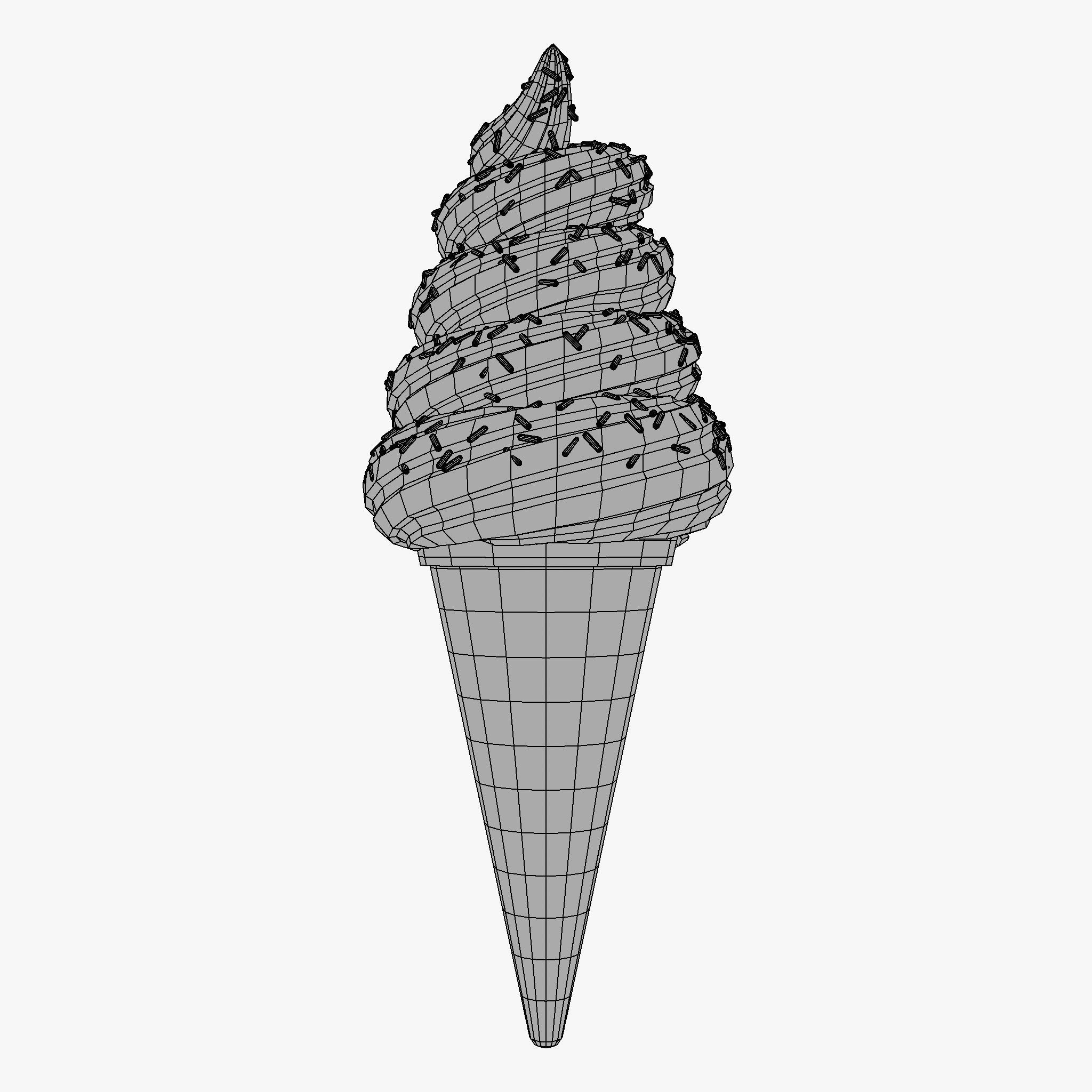 Choco Ice cream Cone Low-poly 3D model_6