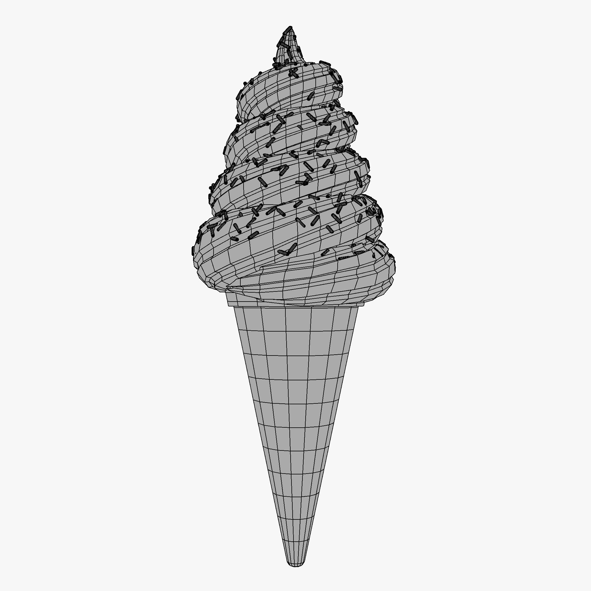 Choco Ice cream Cone Low-poly 3D model_9