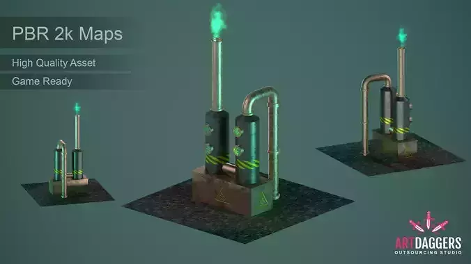 Industrial gases washer - Game Asset Low-poly 3D model