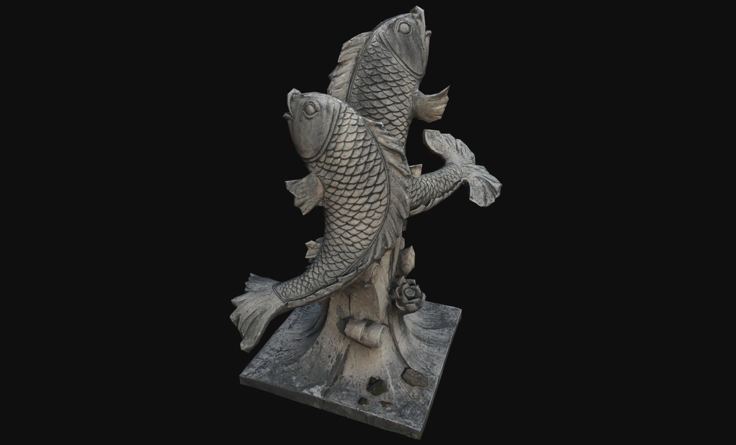 Fountain statue of fish Low-poly 3D model_3